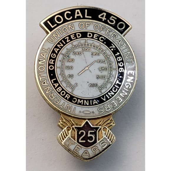 10k Yellow Gold 25 Year Texas IUOE Local 450 Pin